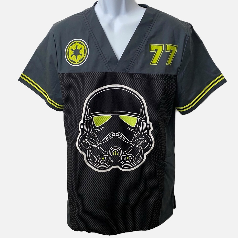 Star Wars, Men’s Disney Star Wars Stormtrooper Scrub Shirt Small Charcoal Gray